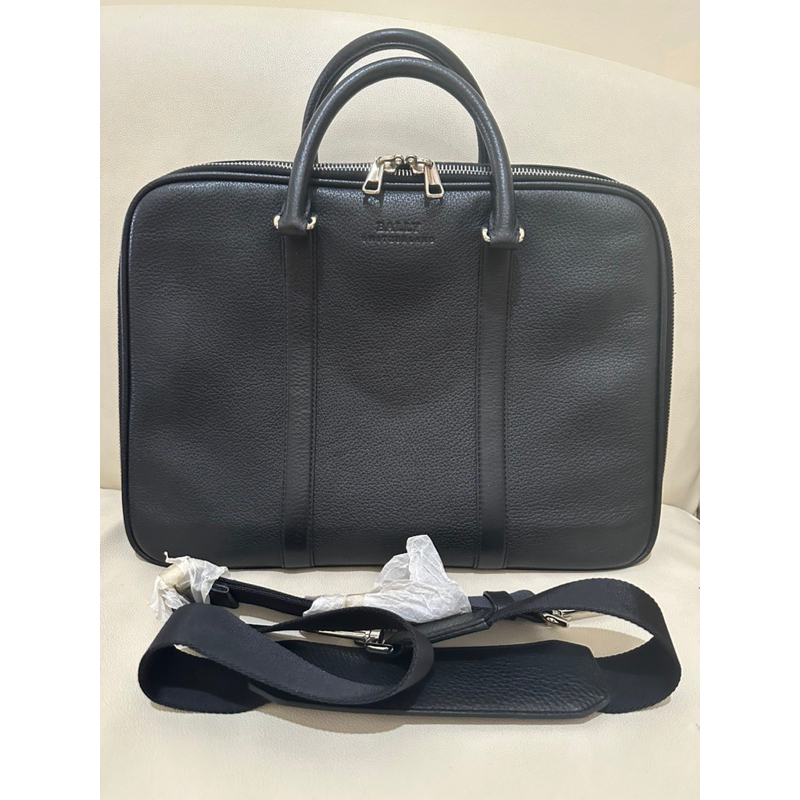 100% original store bally leather briefcase tas kulit bally tas kantor tas laptop zip top tas kerja 