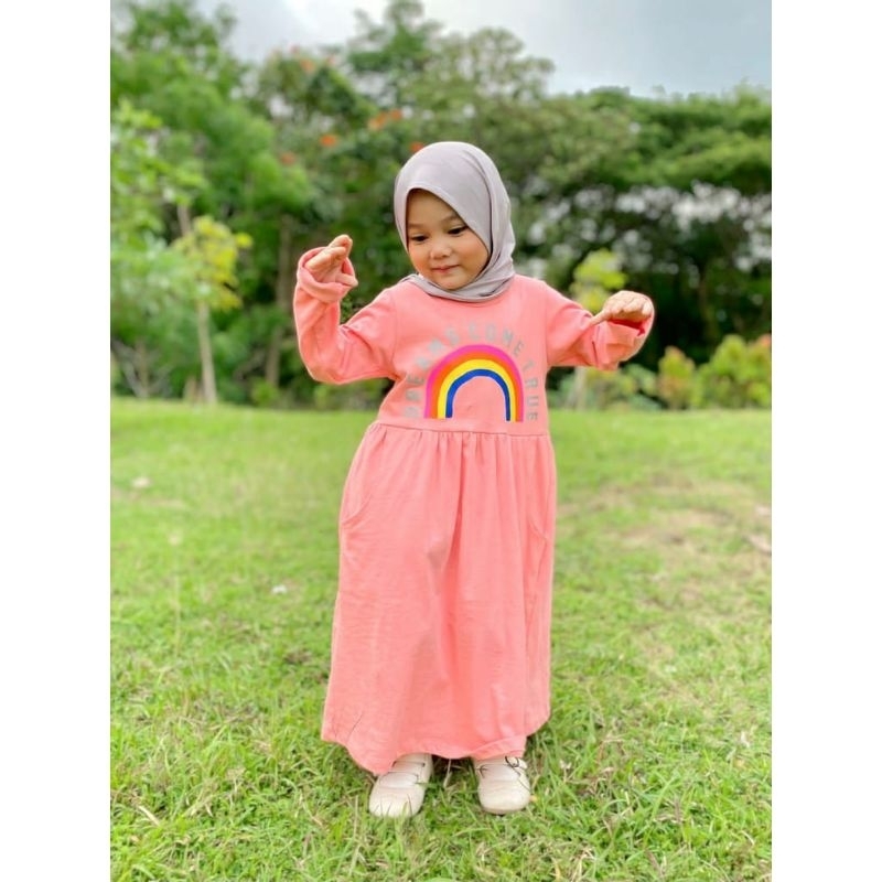 Gamis Ataya 1-10 Tahun dengan Kaos Premium Smilee Pakaian Muslim Anak