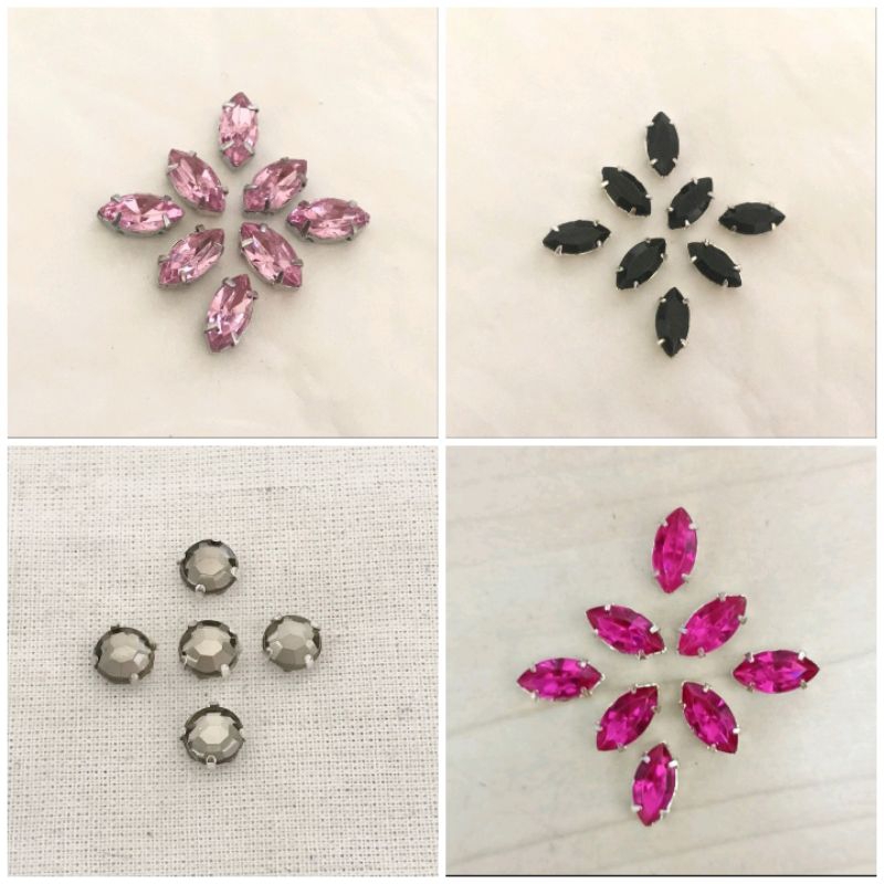 Payet Mote Kristal Cangkang Daun Mata Bulat Akrilik Jahit Craft