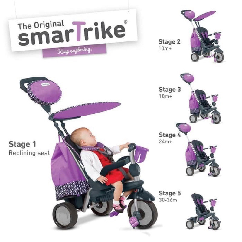 PRELOVED Smart Trike Splash Recliner 5in1 PURPLE / Mainan Sepeda Anak Smart Trike