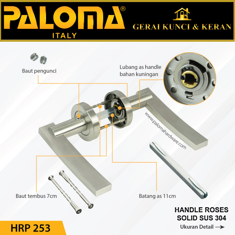 Handle Pintu Roses PALOMA HRP 253 LHS LAGUNA STAINLESS STEEL