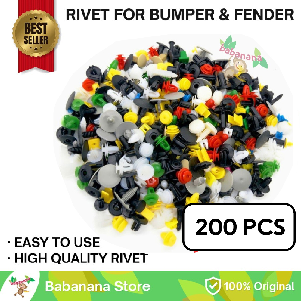 200 PCS RIVET CLIP INTERIOR BUMPER PINTU MOBIL SET ASSORTMENT SCREW