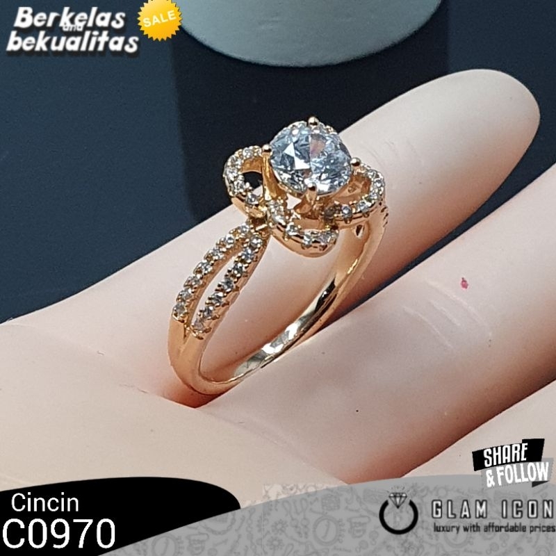 Cincin Wanita motif bunga empat satu mata G0970