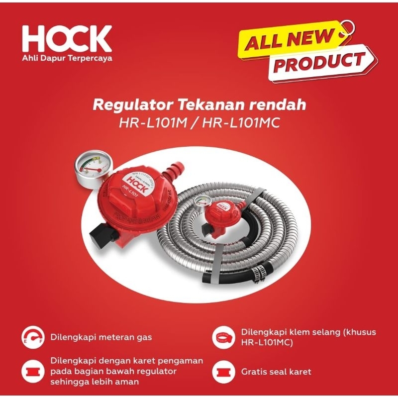 Regulator Selang Kompor Gas Hock HR L 101MC Komplit