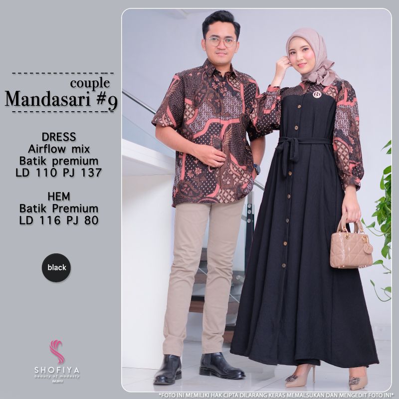 MANDASARI #9 BY SHOFIYA // SET COUPLE BAJU LEBARAN // Setelan kemeja dress batik