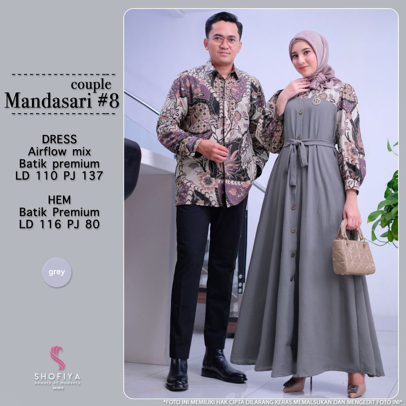 MANDASARI #8 BY SHOFIYA // SET COUPLE BAJU LEBARAN // Setelan kemeja dress batik