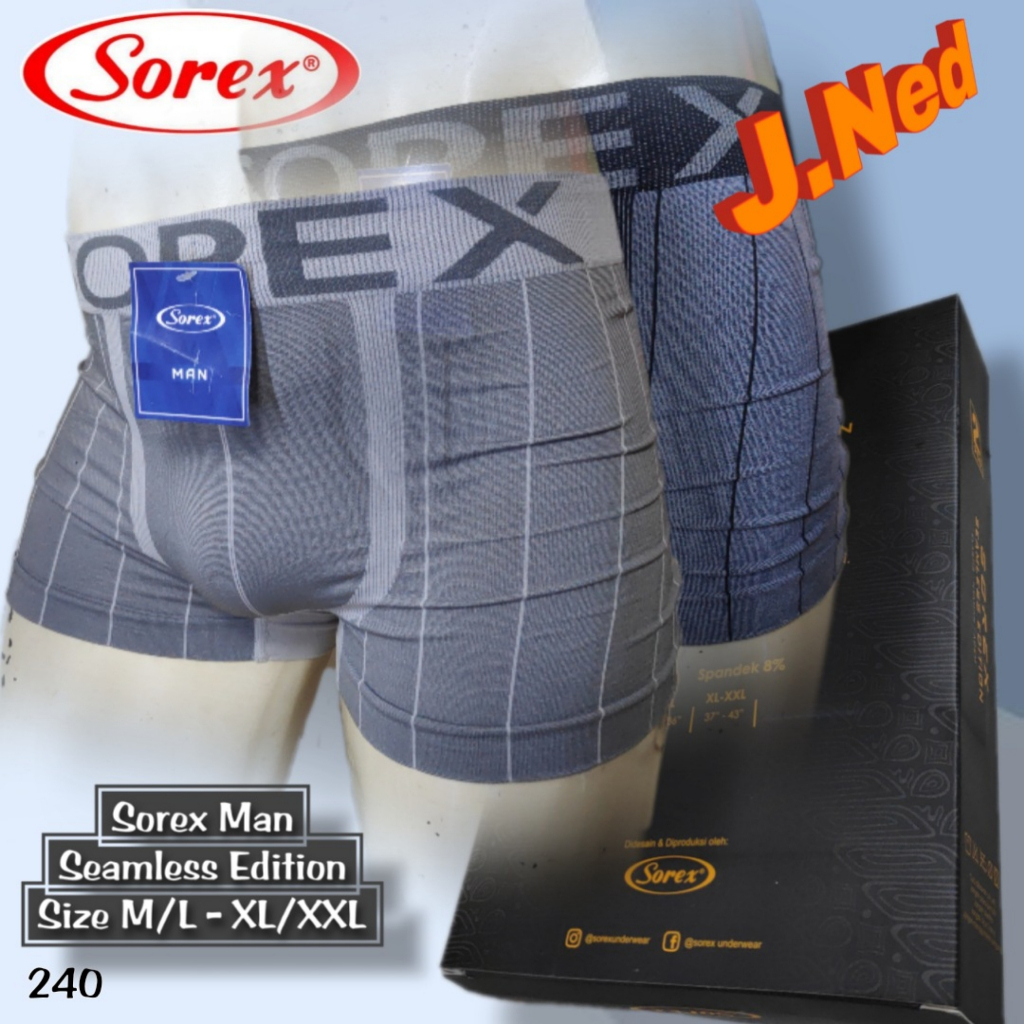 J240D 1 BOX ISI 2 PCS CELANA DALAM PRIA BOXER SOREX SIZE M - XXL