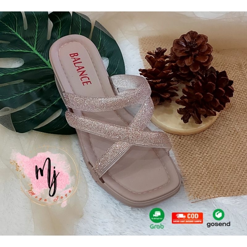 Sandal Wedges Silang Wanita Import