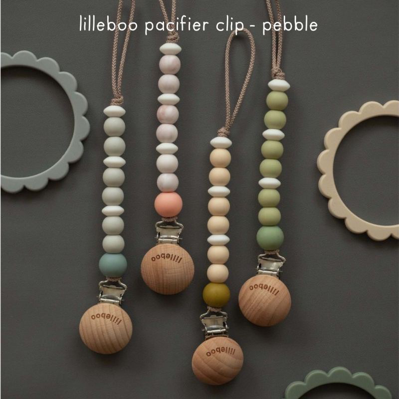 Lilleboo Pacifier Clip Gantungan Empeng Kayu Beads Gantungan Kompeng Manil