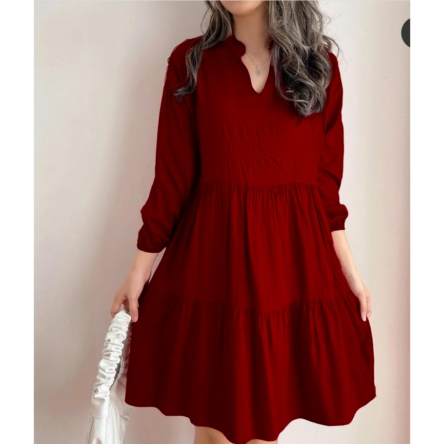 WSE390 - Dress Bianca Atasan Wanita Dress Wanita Tunik Wanita UK Fit L To XL LD 100 CM PJ 90 CM Mosscrepe PREMIUM QUALITY