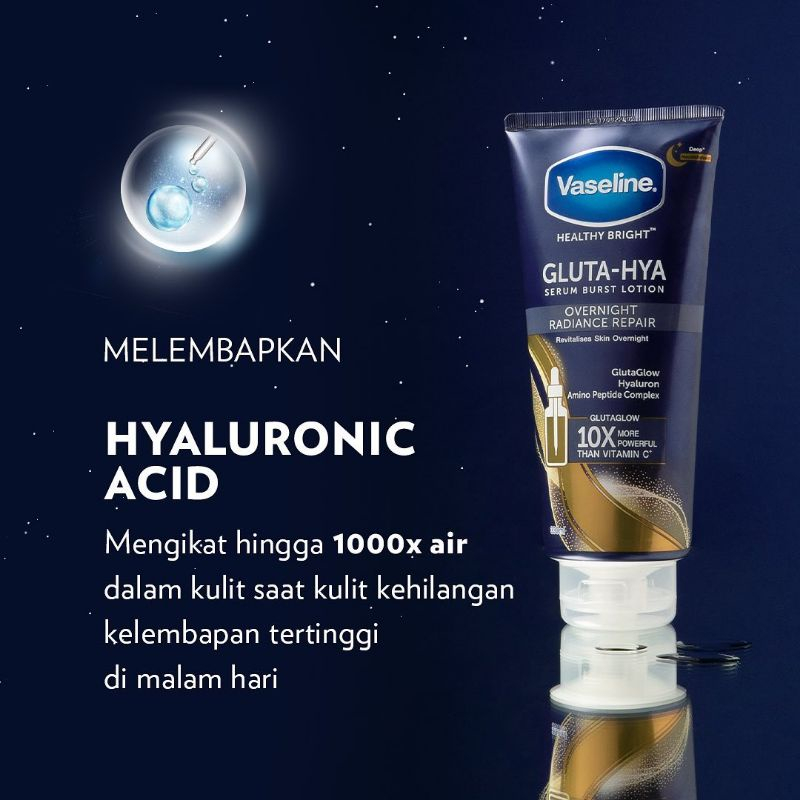 ( 330ML ) VASELINE Healthy Bright​ Gluta Hya Niacinamide Serum UV Lotion Flawless Bright - Dewy Radiance - Overnight 330Ml