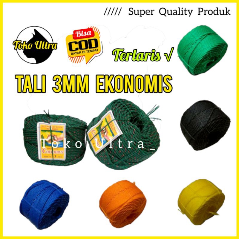 TALI 3 MILI / TAMBANG 3MM / TAMBANG PLASTIK 3MM / TAMPAR 3MM / TALI JEMURAN / TALI RIS JARING / TAMBANG KECIL / TALI TERPAL / TAMBANG KAPAL / TALI MURAH / TALI COD / TAMPAR MURAH / TALI IKAT BARANG