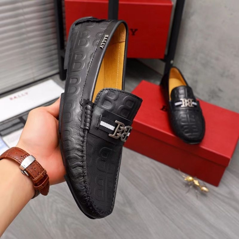 sepatu loafer bally pria hitam men shoes slip on cowok mirror P1SHOES