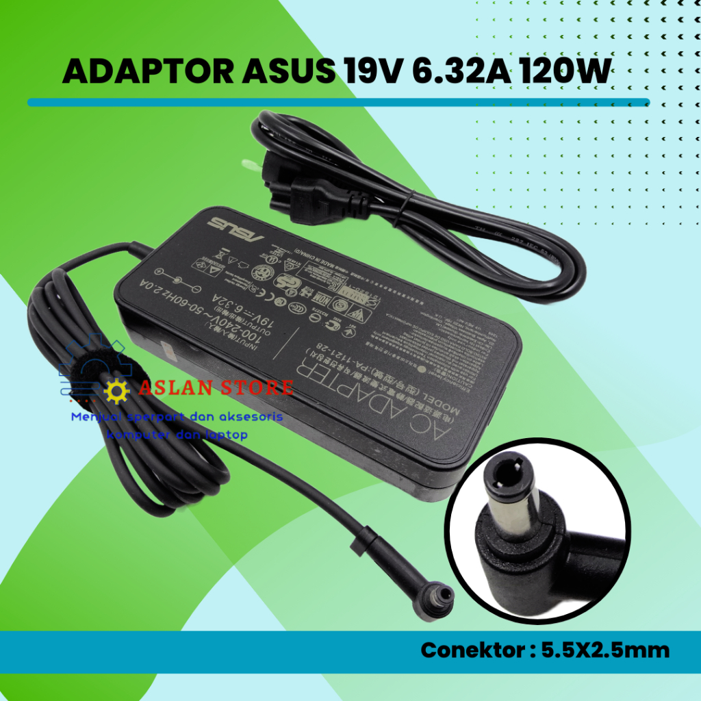 120W 19V 6.32A AC Power Adaptor Charger Laptop Asus ROG GL552JX GL551JM GL552V  Asus PA-1121-28 N750 N500 N53S G50 N5