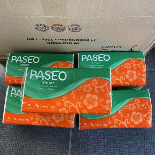 Tissue Paseo 250 sheet 2ply facial tissue