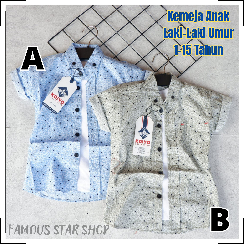 Kemeja Anak Laki-Laki Kemeja Distro Umur 1-15 Tahun | Kemeja Fashion Anak Laki-Laki/Kemeja Katun | Kemeja anak laki-laki atasan anak | FMS