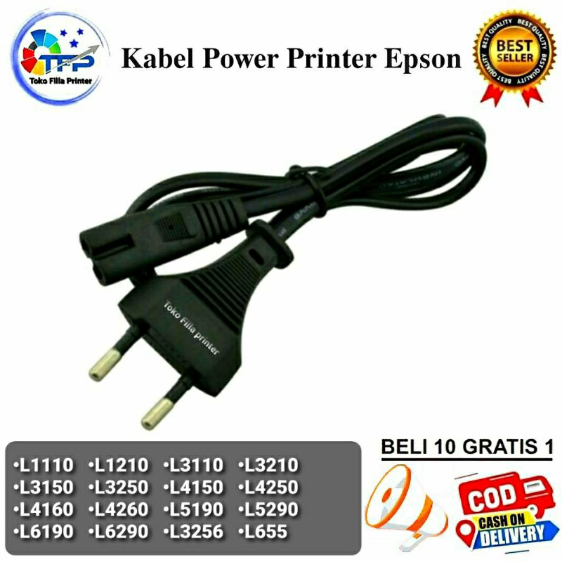 Kabel Power Printer Epson L1110 L1210 L3110 L3210 L3150 L3250 L4150 L4160 L5190 L6190