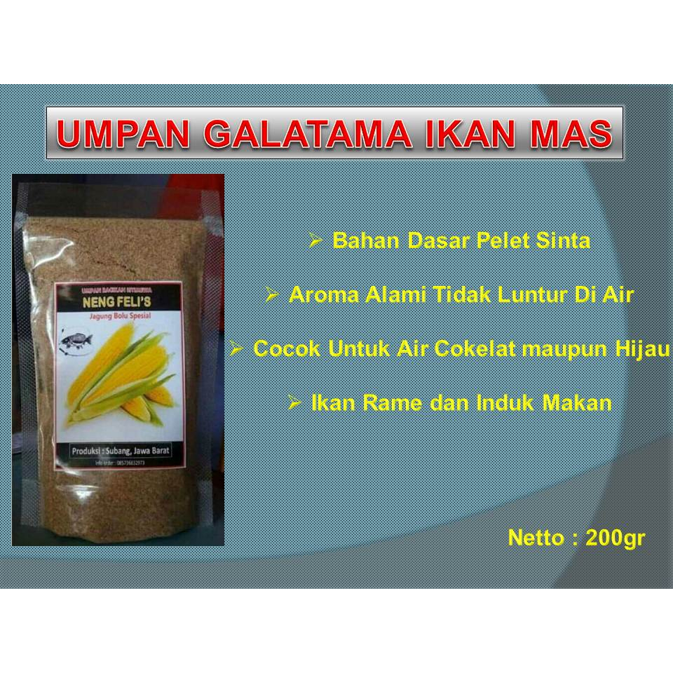 Umpan Ikan Mas Galatama Pelet Jagung Bolu