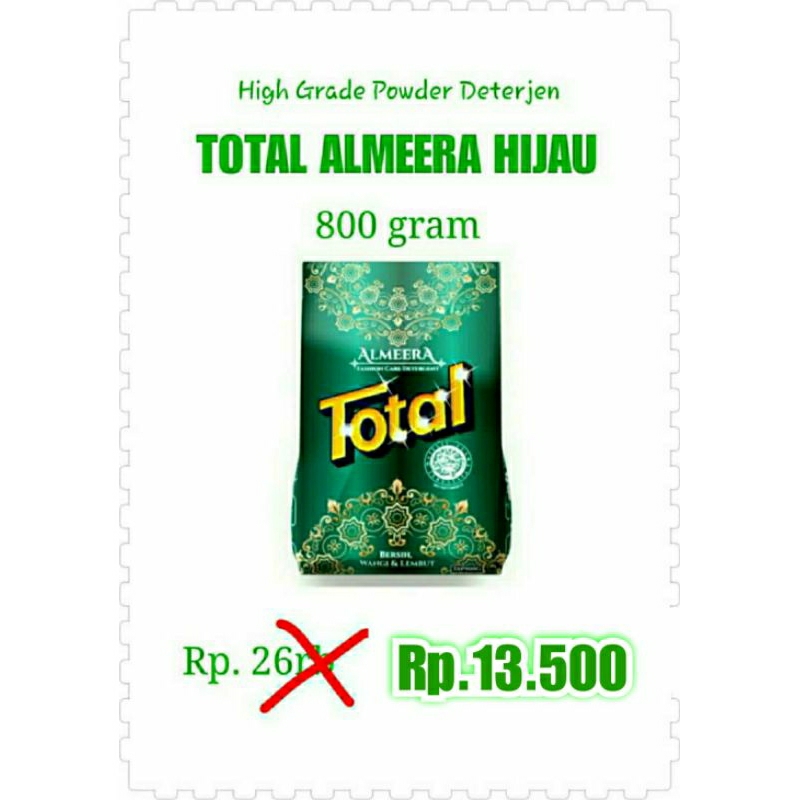 Deterjen Bubuk Total Almeera Hijau 800 gram
