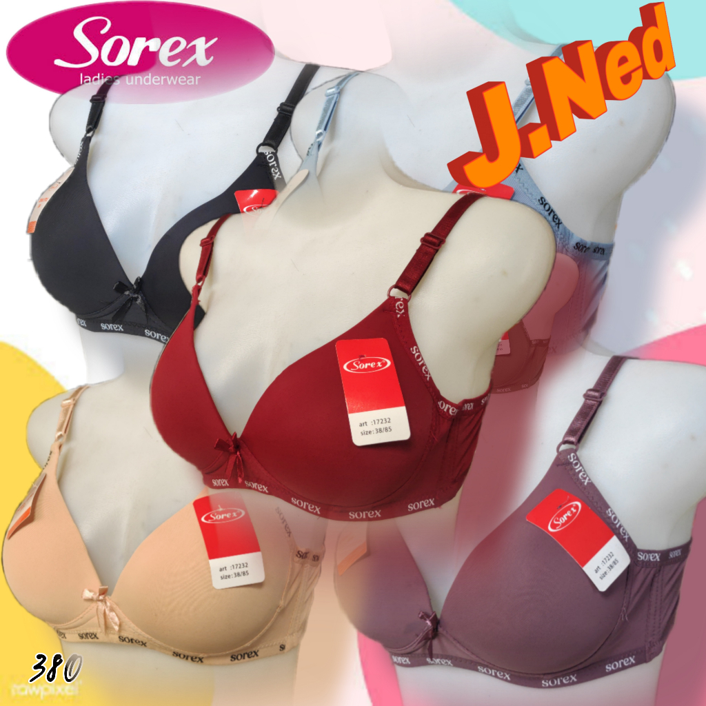 J380 Bra Wanita Sorex Busa Tanpa Kawat Cup A Size 34a - 40a Dua Pengait