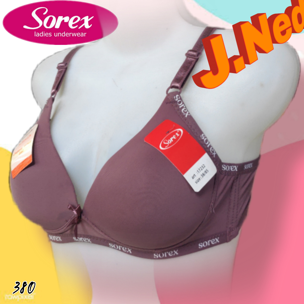 J380 Bra Wanita Sorex Busa Tanpa Kawat Cup A Size 34a - 40a Dua Pengait