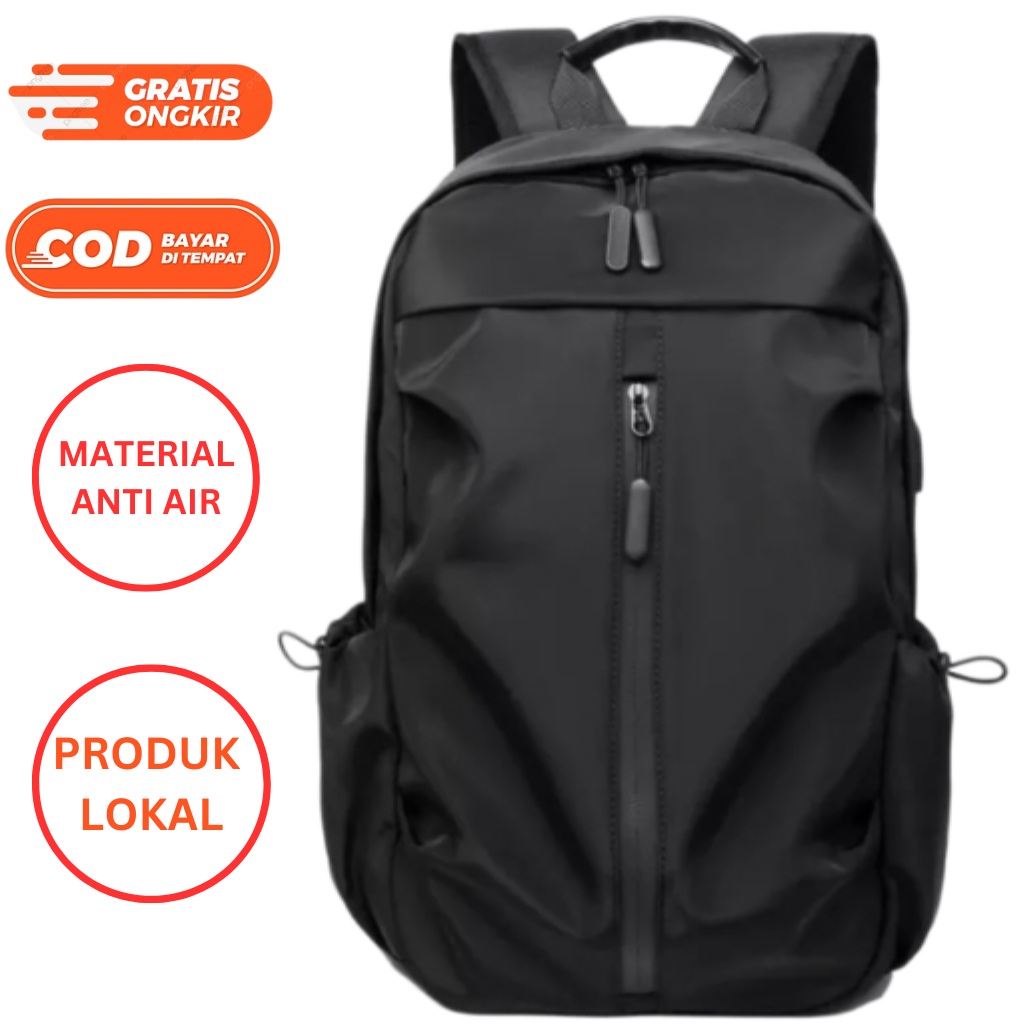 Tas Ransel Pria Laptop Buat Kerja Sekolah Bahan Anti Air Premium Korean Stylis