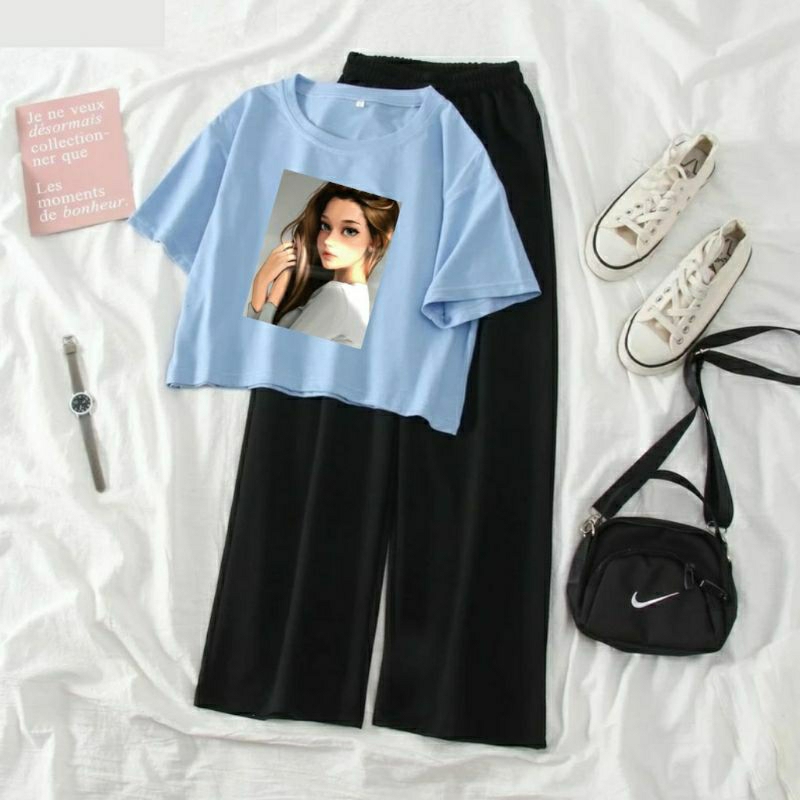 Setelan Anak Remaja Baju Celana Kulot - Beautiful Girls