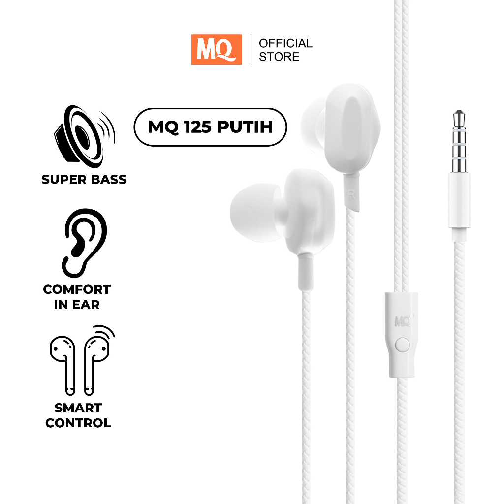 MQ Headset Wired Earphone Bass Compatible For All Phone Original - Garansi 1 Tahun MQ125