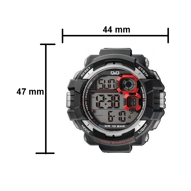 Jam Tangan Pria Casual Sporty Rubber Digital Original Q&amp;Q QnQ QQ M143 M143J Diameter Besar