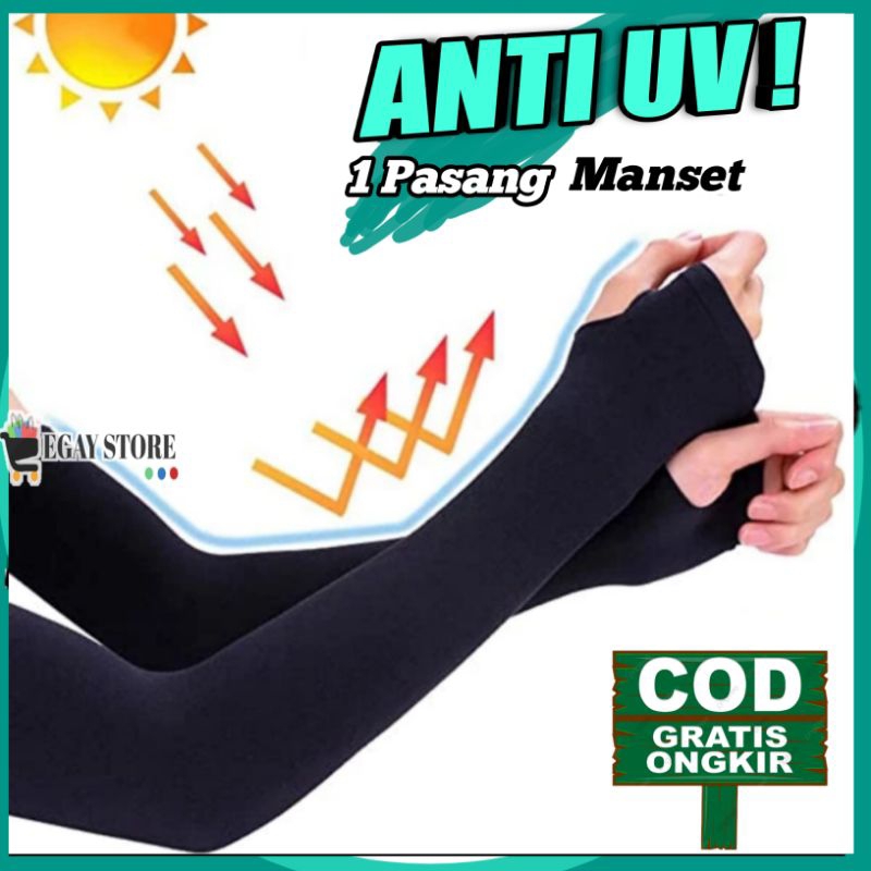 Manset Tangan Lengan Panjang Pria Wanita Warna Hitam Polos Handsock Spandex Lembut Anti UV