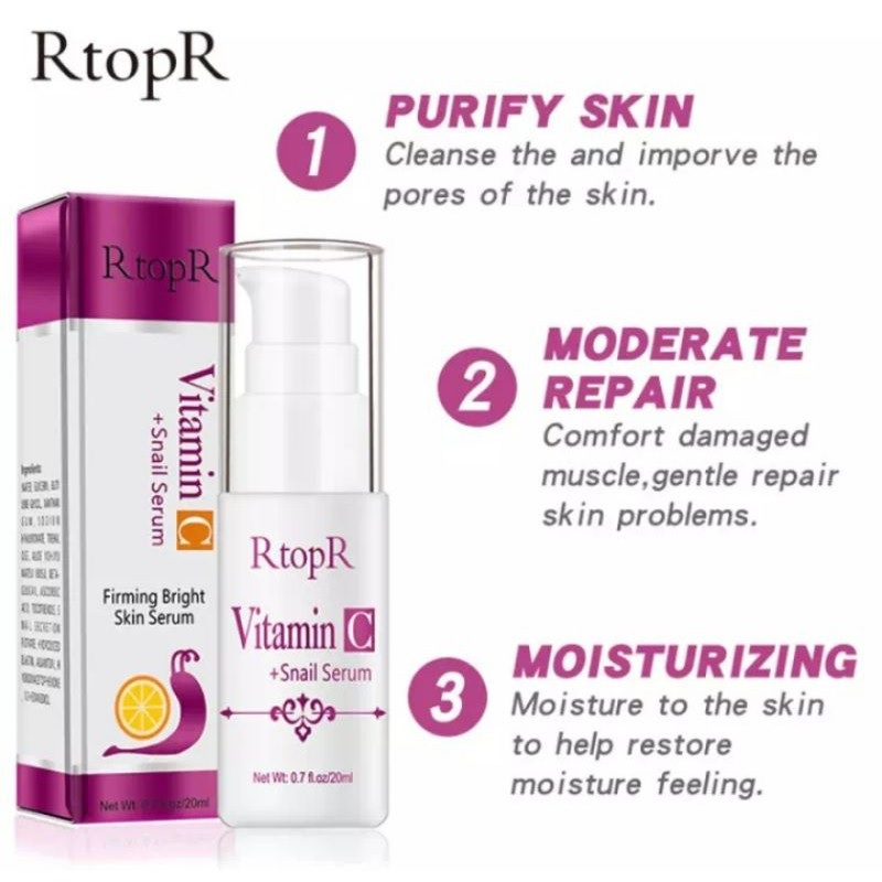 RtopR Vitamin C + Snail Serum Vitamin C Snail Serum Brightening Anti Aging And Skin Barrier Essence Face Dark Spot and Minimize Pore