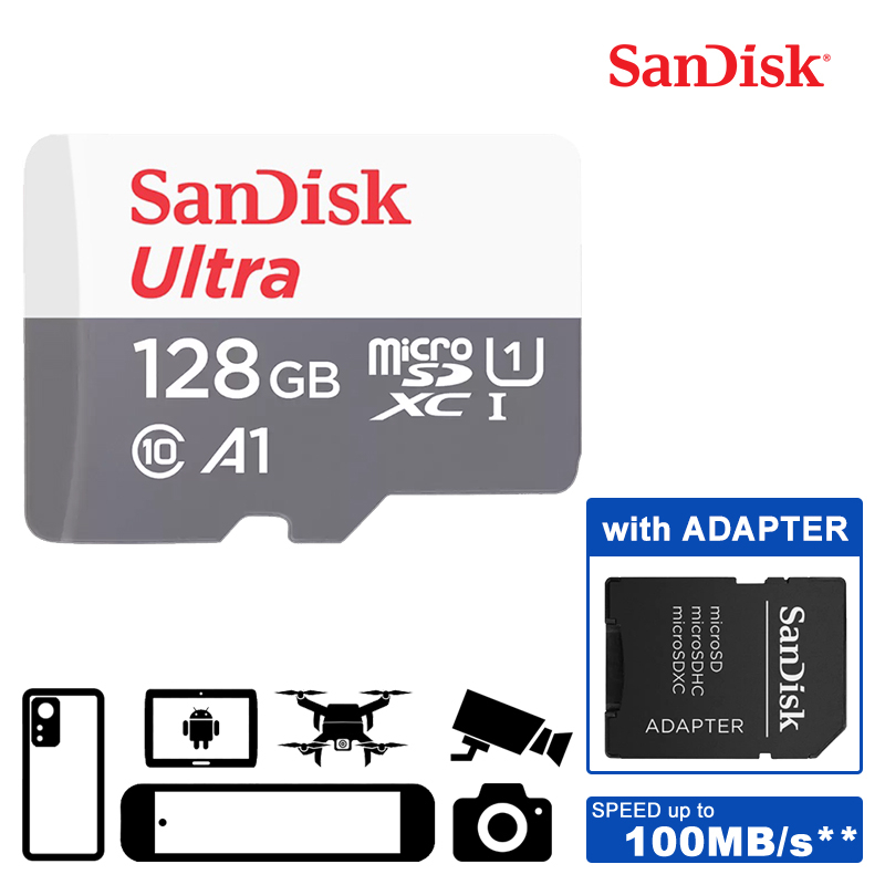 100%Original【Local】SanDisk Memory Card 64gb 32gb 128gb 256GB 512gb A1 Micro Sd card100mb/S