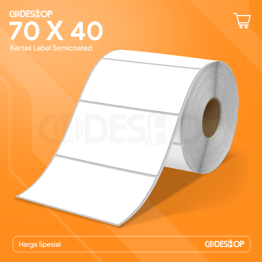 

Codeshop Stiker Label Barcode 70x40mm Semicoated 1 Line isi 1000 Pcs