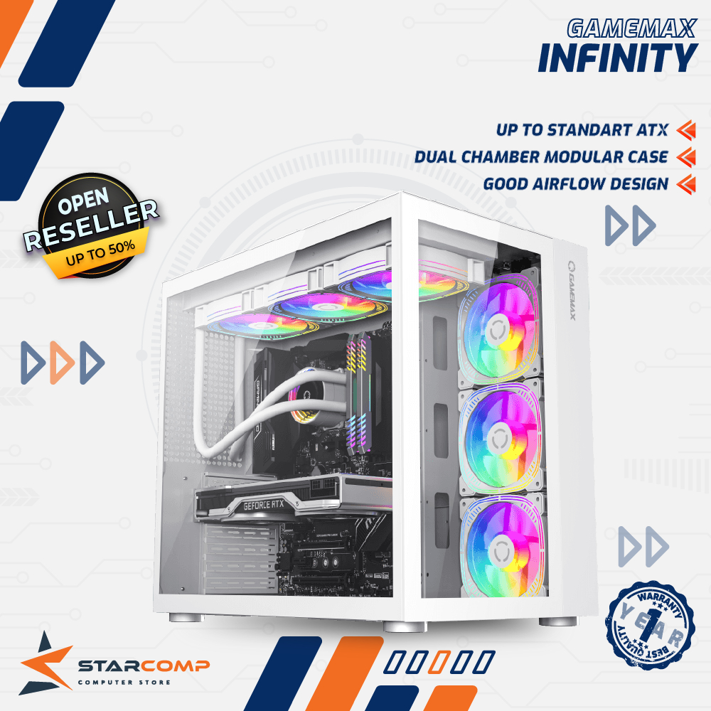 GameMax Infinity ATX Gaming PC Case Dual Chamber