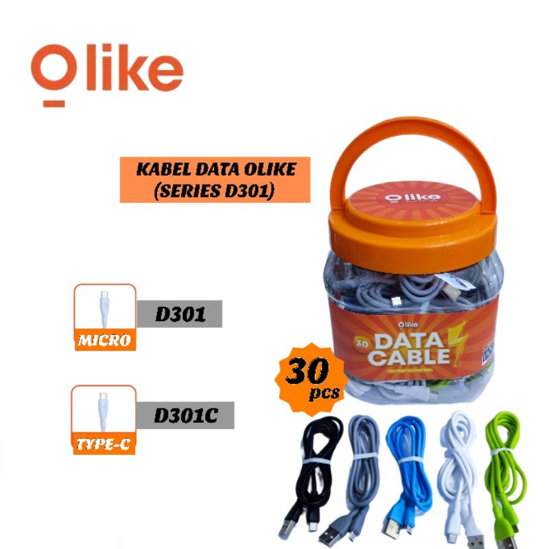 1 Toples 30pcs Olike Kabel Data D301 HP Android Type-C Micro USB Port Fast Charging Mix Color Panjang 100 cm BY.SULTAN