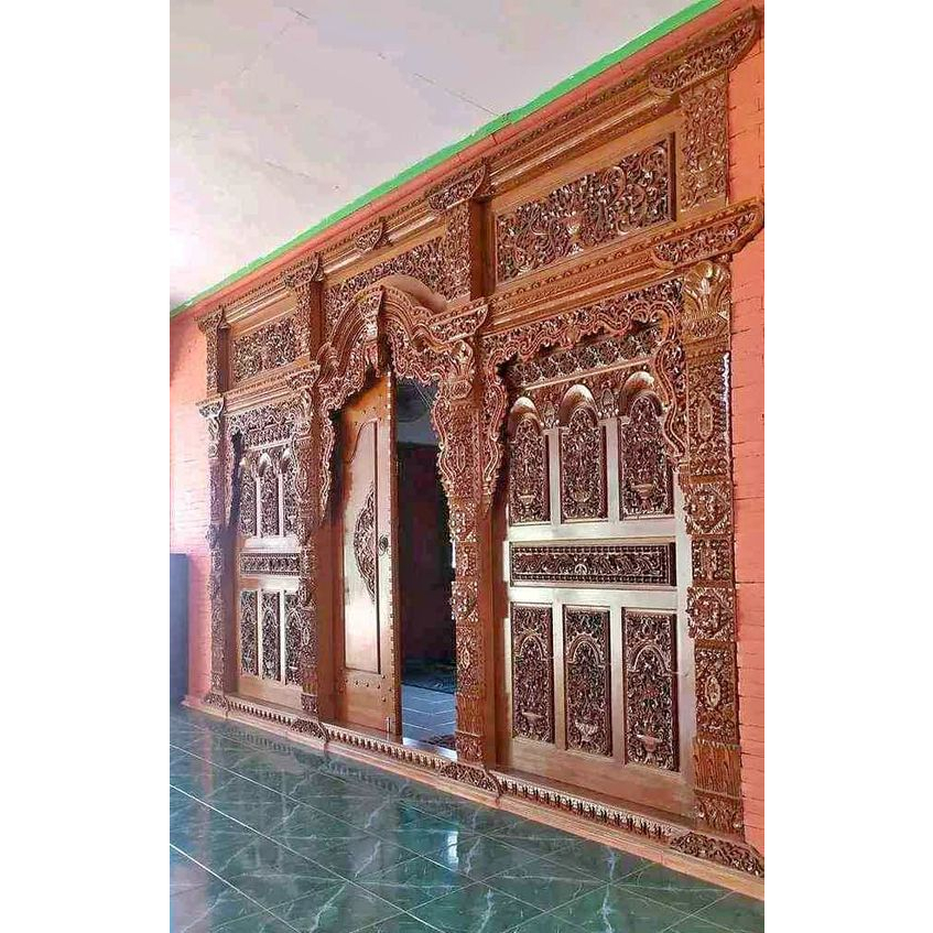 pintu rumah gebyok jati ukir jepara ukuran 4meter sudah finishing