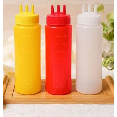 S263 Botol Saos Sauce Saus 3 Lubang / Botol Plastik Mayonaise / Botol Plastik Kecap Tomat 400ml