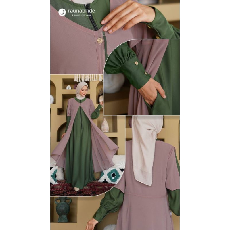 Gamis Raunapride ori syar'i syari model terbaru dan sangat cocok buat lebaran 2023, warna sangat men