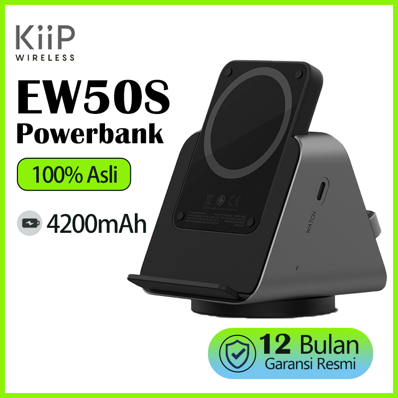 KiiP Wireless EW50S Magsafe Powerbank Wireless Charging Base 3in1 PD Fast Charging