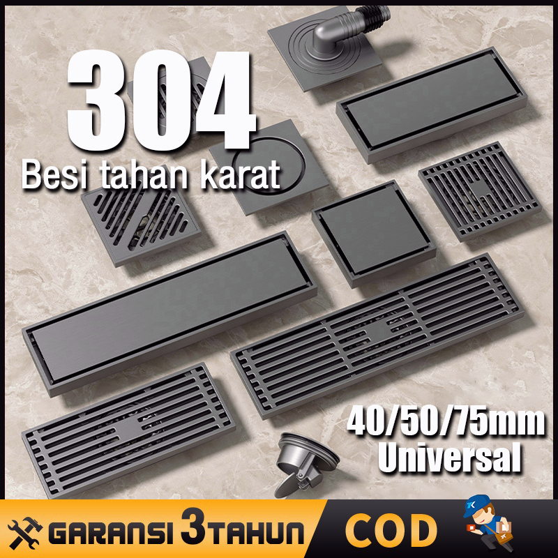 Smart Floor Drain Hitam / Floor drain Stainless anti serangga / banjir / kecoa / tikus SUS 304 Tile insert Saringan Got smart / Hitam