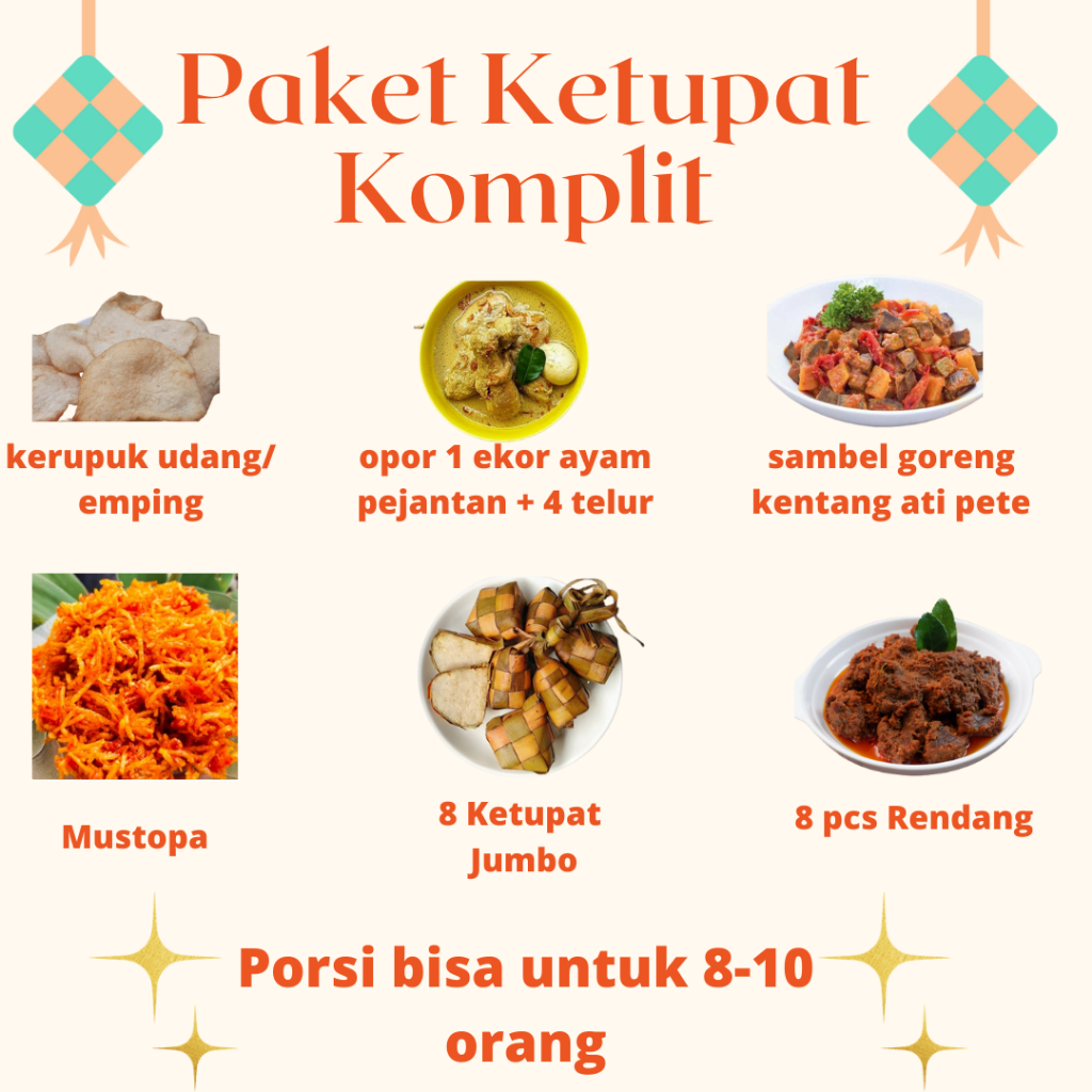 

Paket Komplit Ketupat Opor Lebaran Ibu Lin Dengan Rendang dan Mustopa