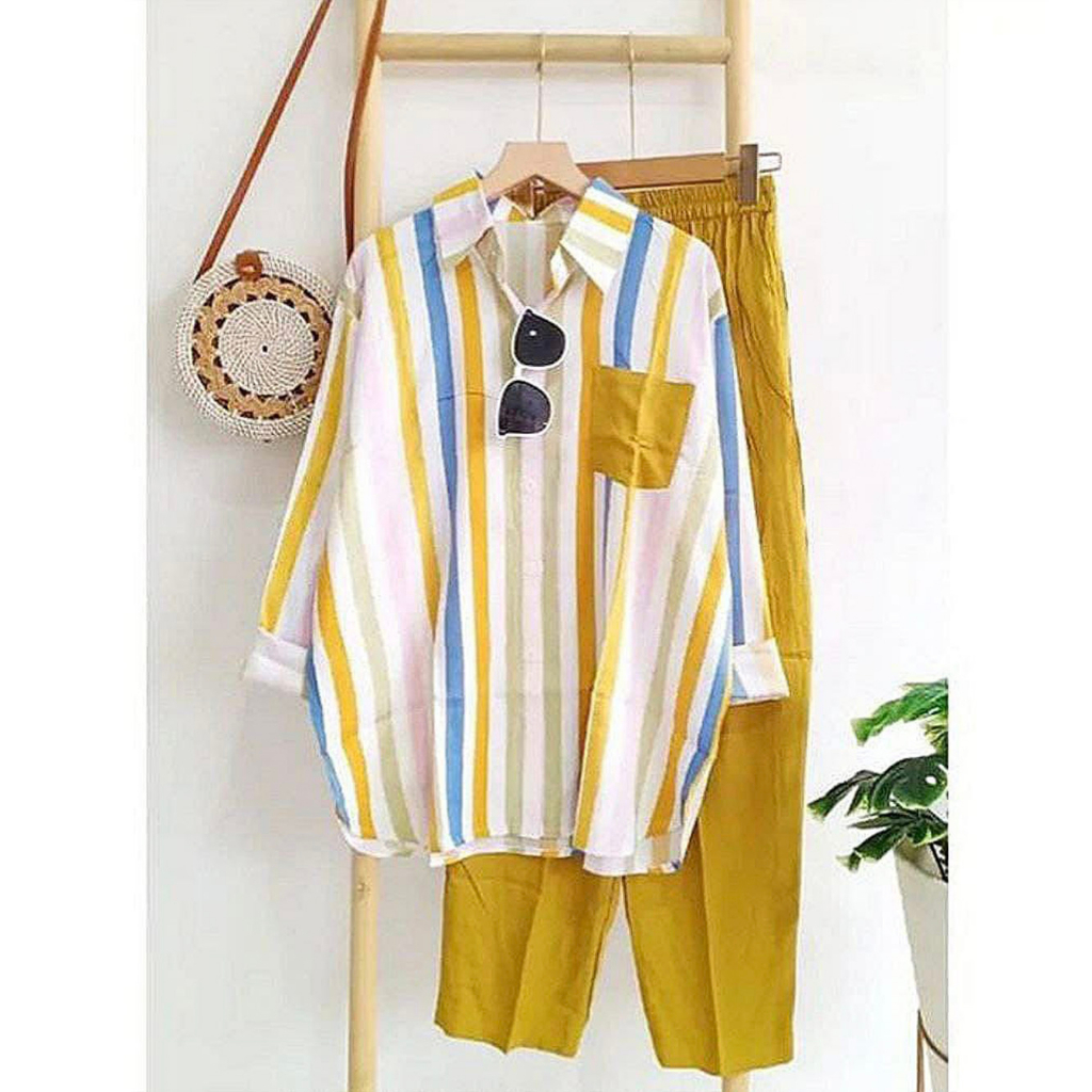 Saroja | Oneset Pelangi Set Wanita Terlaris Setrip | SJ Fashion