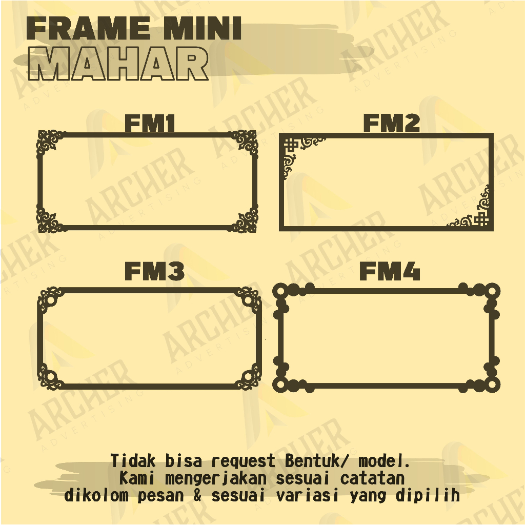 FRAME MINI PLYWOOD UNTUK  BINGKAI NAMA HIASAN MAHAR