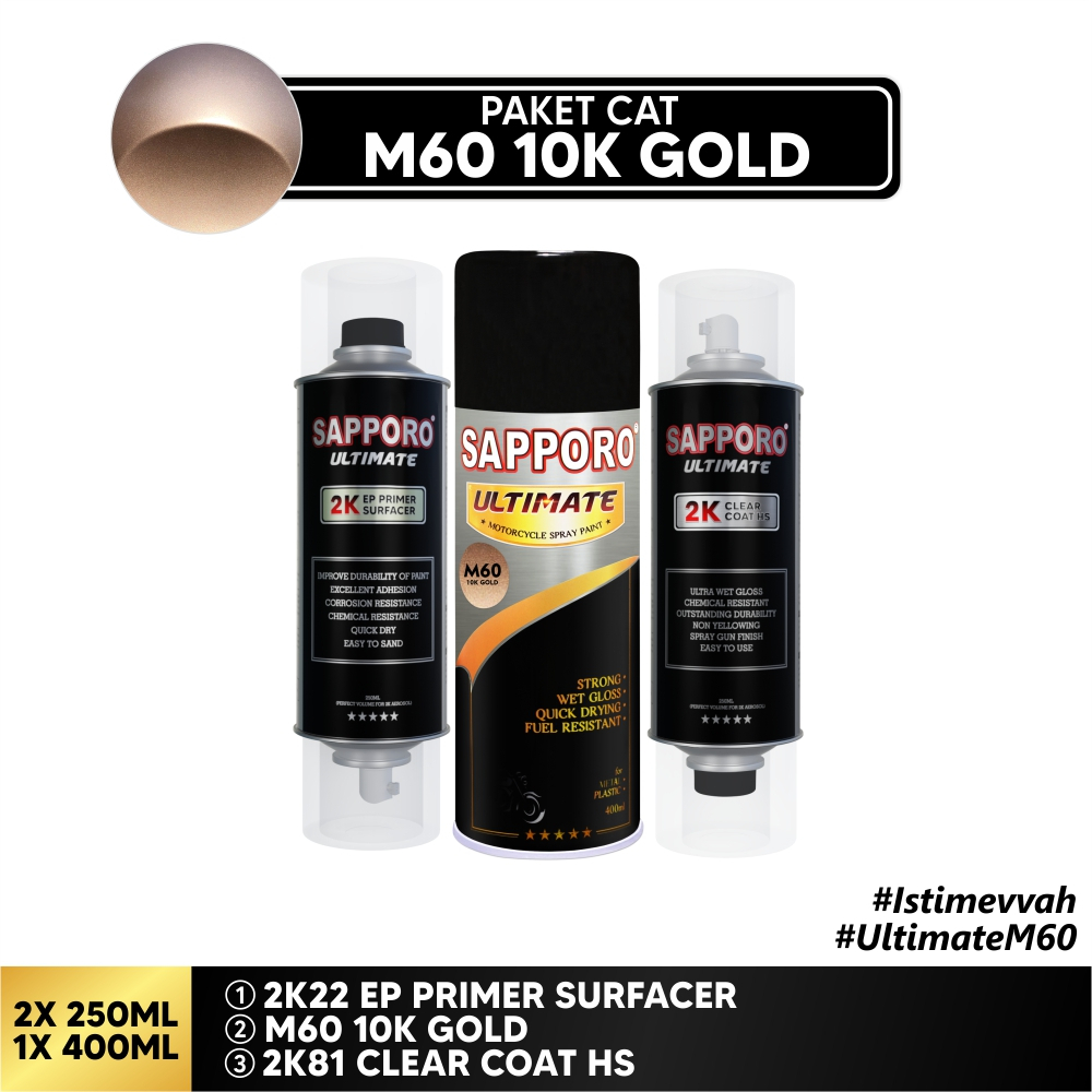 Paket Cat M60 10K Gold / Sapporo Ultimate / Cat Spray Semprot Aerosol Terbaik