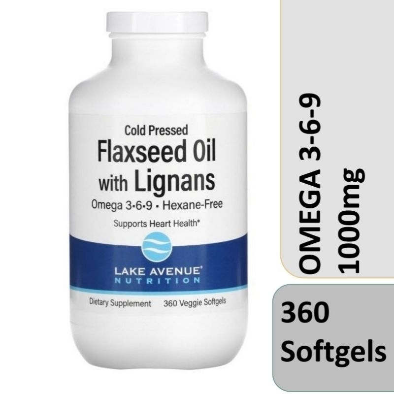Lake avenue Omega 3-6-9 369 3 6 9 vegan vegetarian Flaxseed oil lignans 360 softgels softgel omega-3