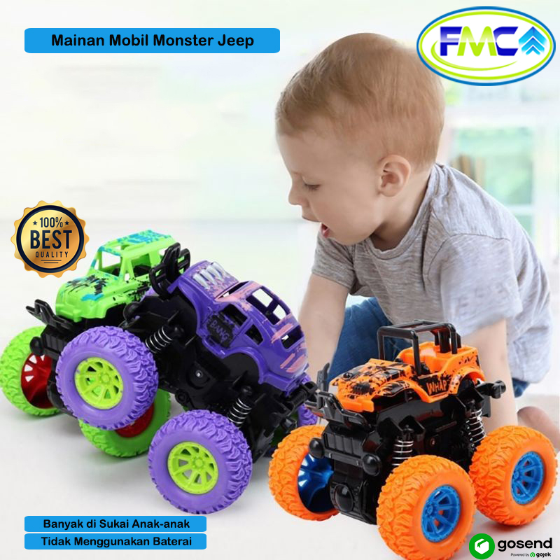 Mainan Mobil Monster Zap Mobilan Jeep Off Road Jip 4 Drive Anak Laki Dorong Tanpa Baterai