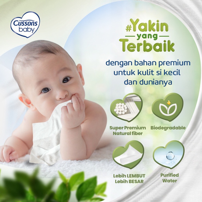 Cussons Baby Wipes Newborn Sensitive Pure &amp; Gentle 45s Tisu Basah Bayi