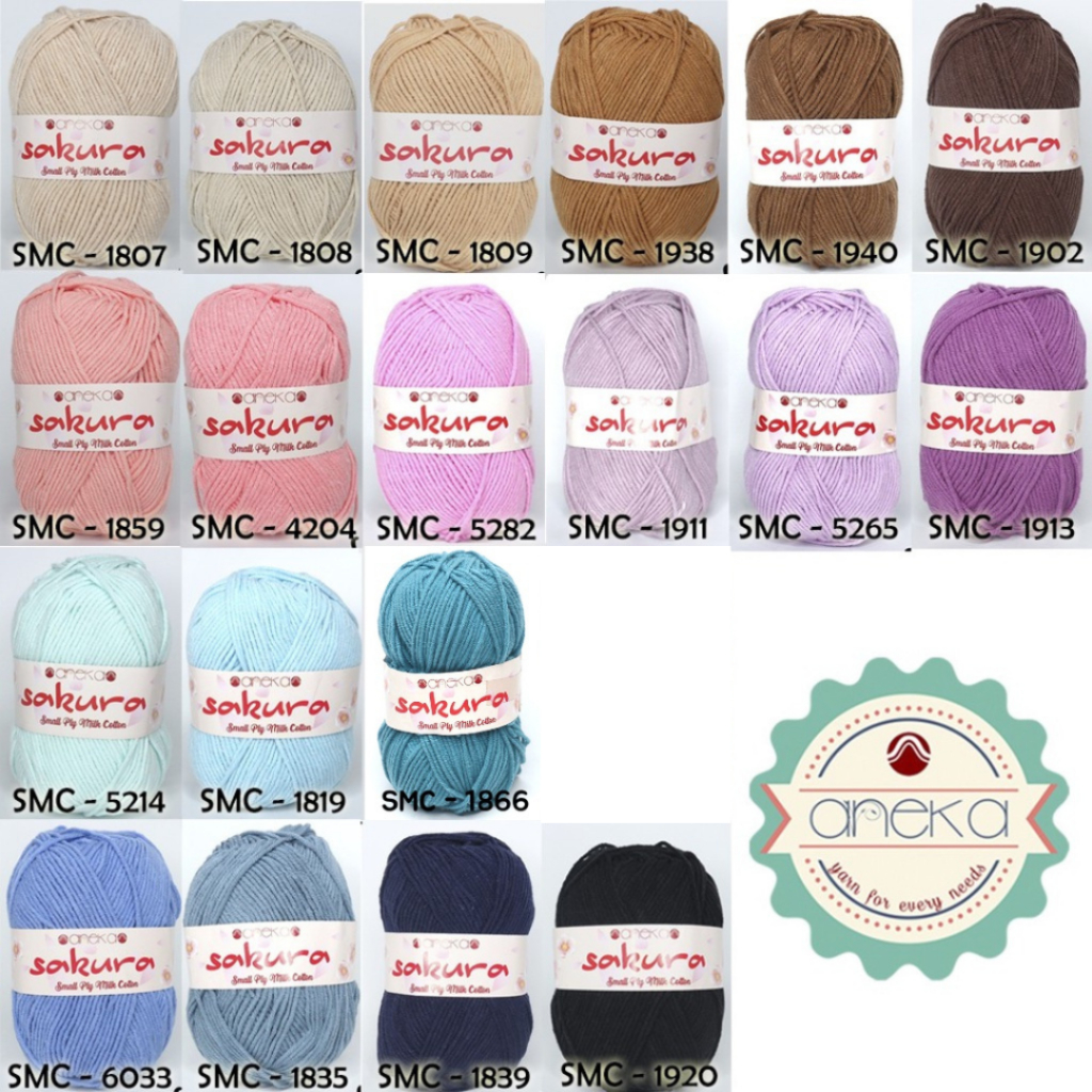 KATALOG - Benang Rajut Katun Susu 4 ply / Sakura SMALL PLY Milk Cotton Yarn - 2