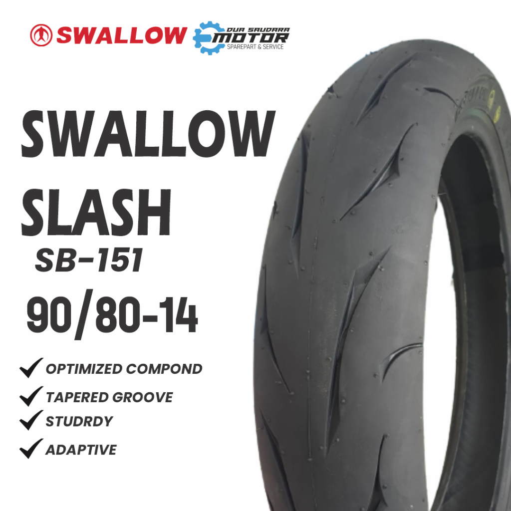 BAN LUAR SWALLOW SLASH TUBELESS MATIC RING 14 UKURAN 90/80-14