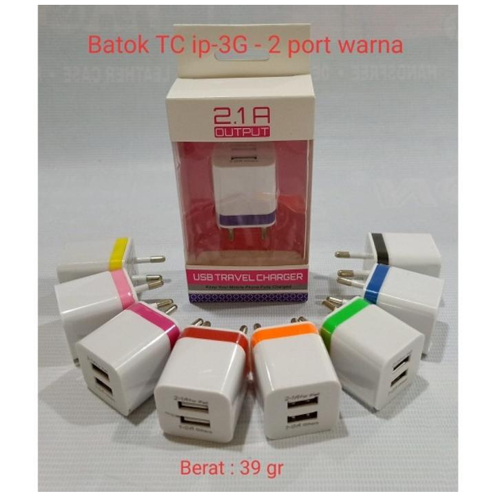 Batok Travel Charger Adaptor Charge 2 Port usb 2.1A